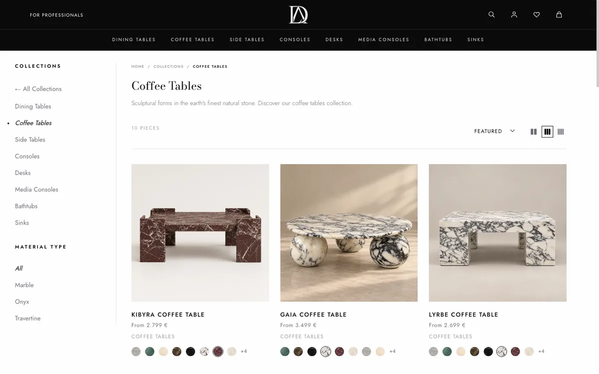 DLA Stone collection page
